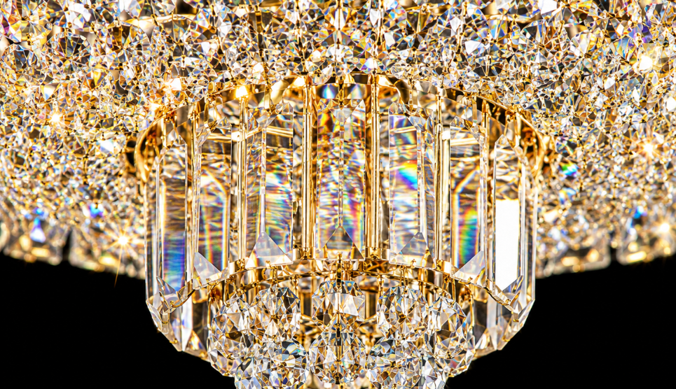Round Asfour Crystal Flush Mount Chandelier – 6-Light Low Ceiling Bedroom & Living Room Light