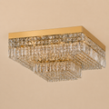 Square Asfour Crystal Flush Mount Chandelier – 9-Light Low Ceiling Living Room & Bedroom Light