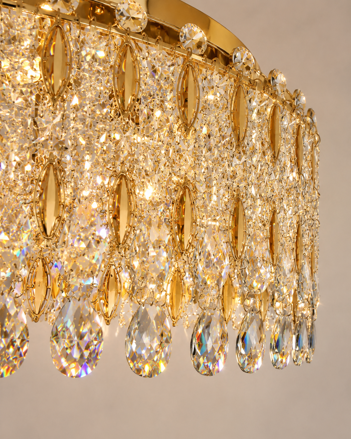 Kaiserin Crown Asfour Crystal Flush Mount Chandelier – 12-Light Chrome Low Ceiling Light