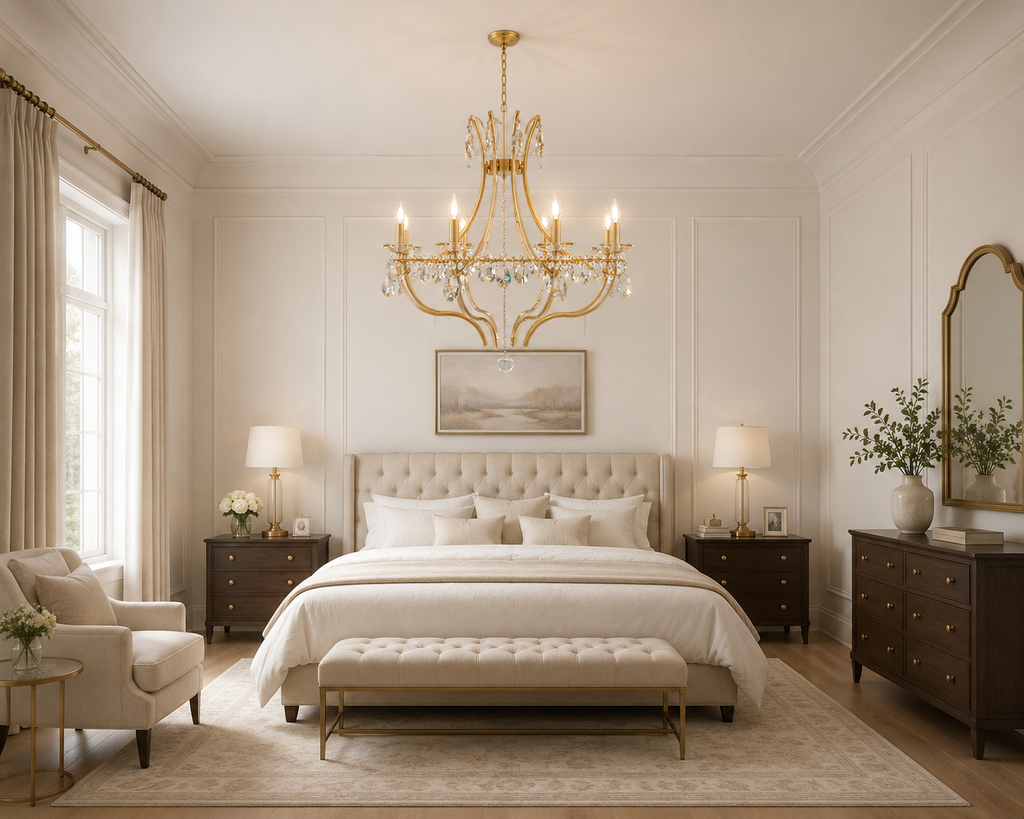 Regalia Asfour Crystal Candelabra Chandelier – 8-Light Warm Brass Dining Room & Entryway Light