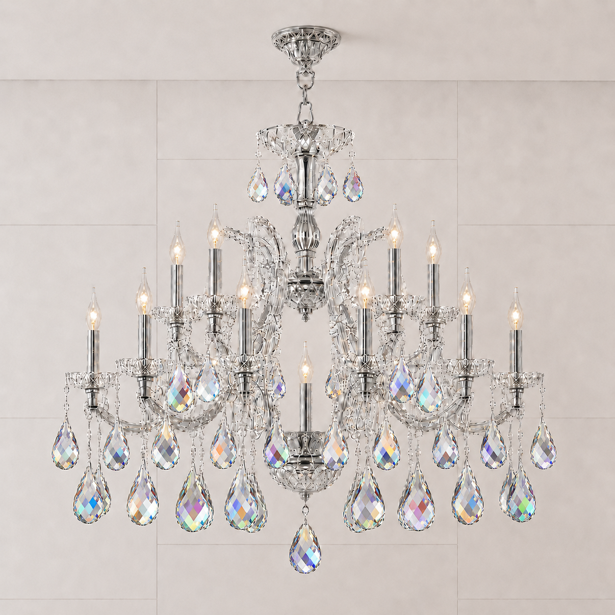 Maria Theresa Asfour Crystal Chandelier – 19-Light Swedish Cut Dining Room & Entryway Light