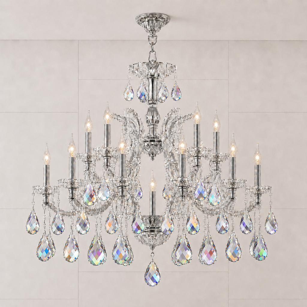 Maria Theresa Asfour Crystal Chandelier – 19-Light Swedish Cut Dining Room & Entryway Light