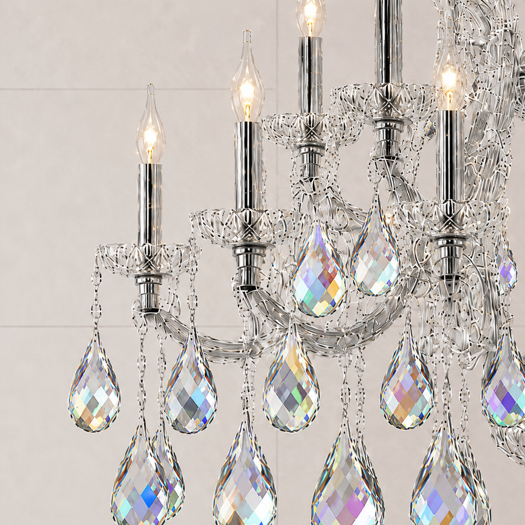 Maria Theresa Asfour Crystal Chandelier – 19-Light Swedish Cut Dining Room & Entryway Light