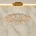 Asfour Crystal Bead Chandelier, 8-Light Warm Brass Dining Room Fixture
