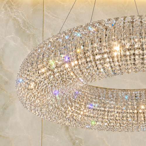 Asfour Crystal Bead Chandelier, 8-Light Warm Brass Dining Room Fixture