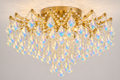 Maria Theresa Asfour Crystal Flush Mount Chandelier – 8-Light Low Ceiling Living Room & Bedroom Light