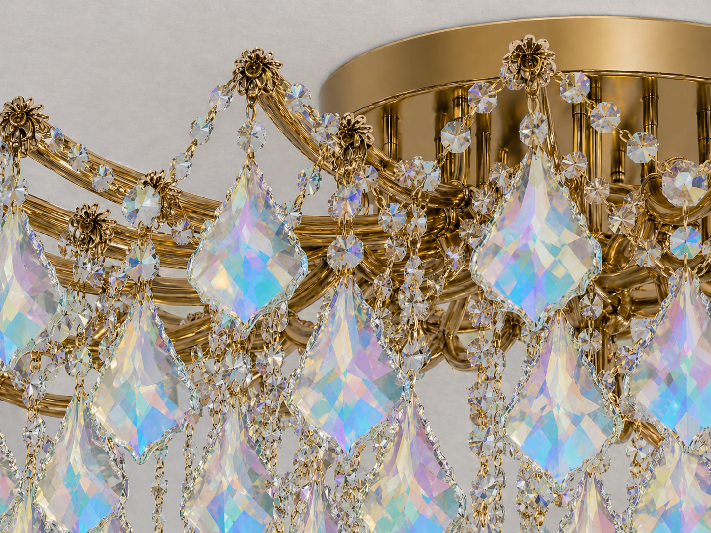 Maria Theresa Asfour Crystal Flush Mount Chandelier – 8-Light Low Ceiling Living Room & Bedroom Light