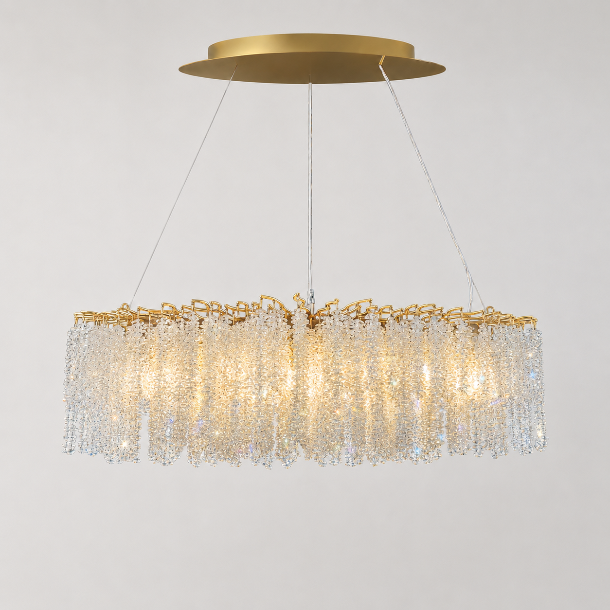 Snowfall Asfour Crystal Oval Branch Chandelier – 10-Light Dining Room & Kitchen Island Light