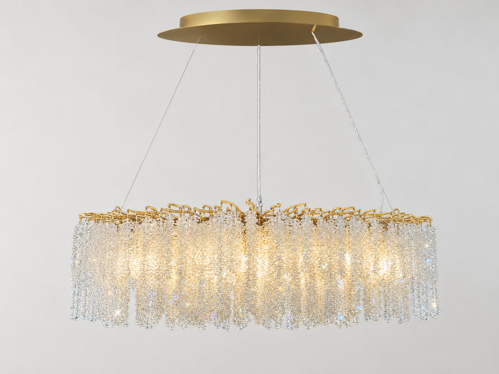 Snowfall Asfour Crystal Oval Branch Chandelier – 10-Light Dining Room & Kitchen Island Light