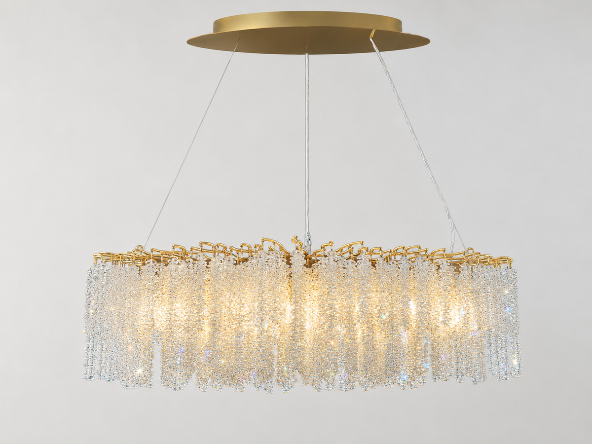 Snowfall Asfour Crystal Oval Branch Chandelier – 10-Light Dining Room & Kitchen Island Light