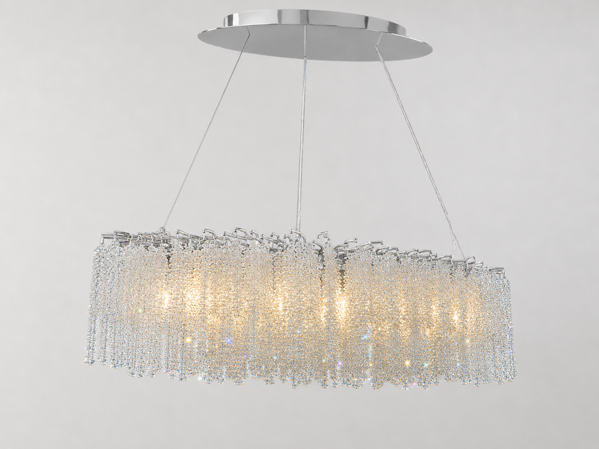 Snowfall Asfour Crystal Oval Branch Chandelier – 10-Light Dining Room & Kitchen Island Light