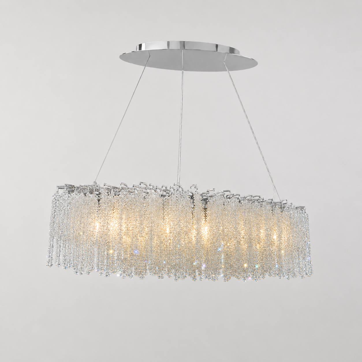 Snowfall Asfour Crystal Oval Branch Chandelier – 10-Light Dining Room & Kitchen Island Light