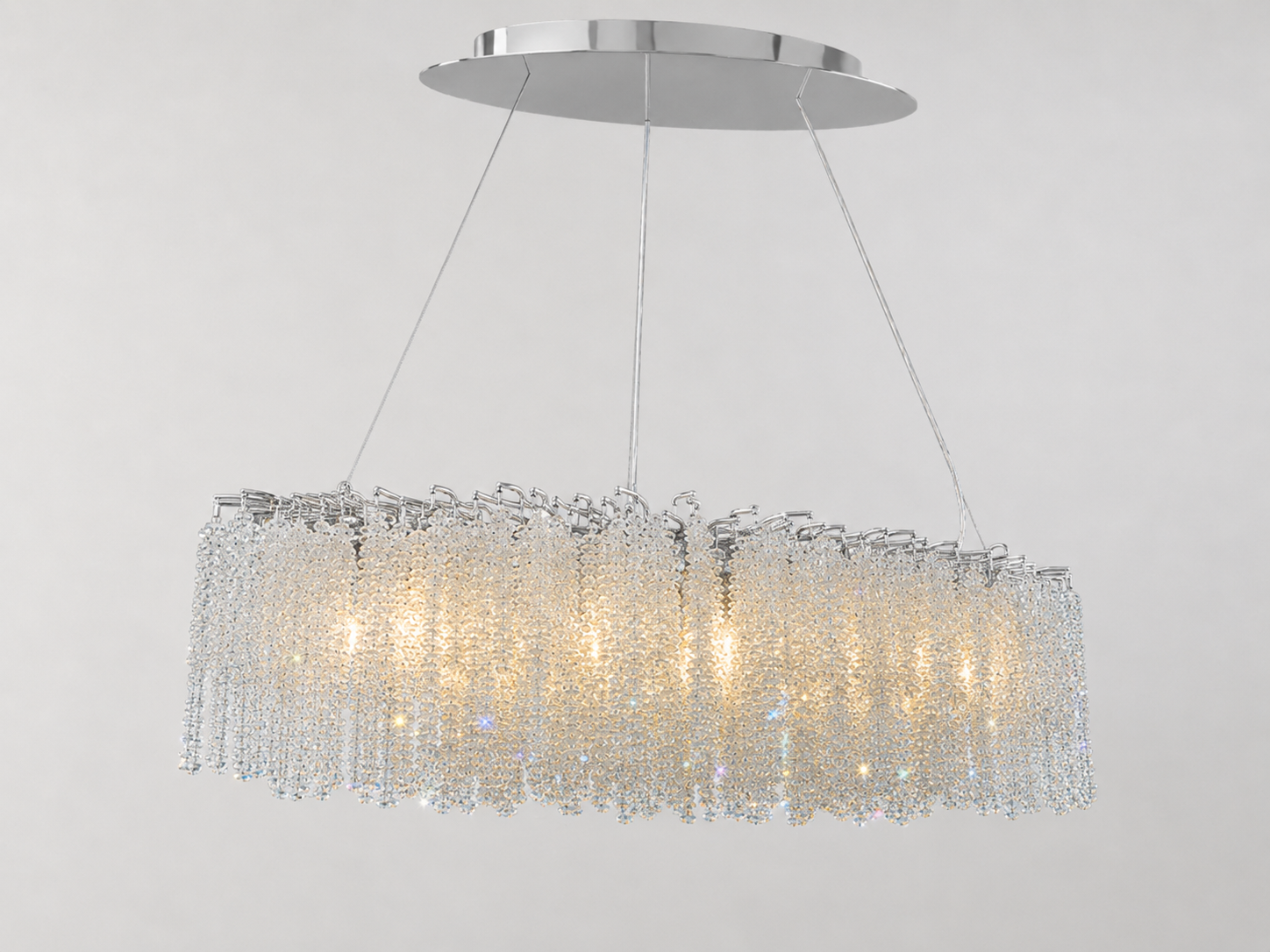 Snowfall Asfour Crystal Oval Branch Chandelier – 10-Light Dining Room & Kitchen Island Light
